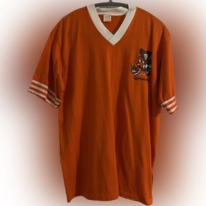 Vintage orange v-neck striped ringer t-shirt